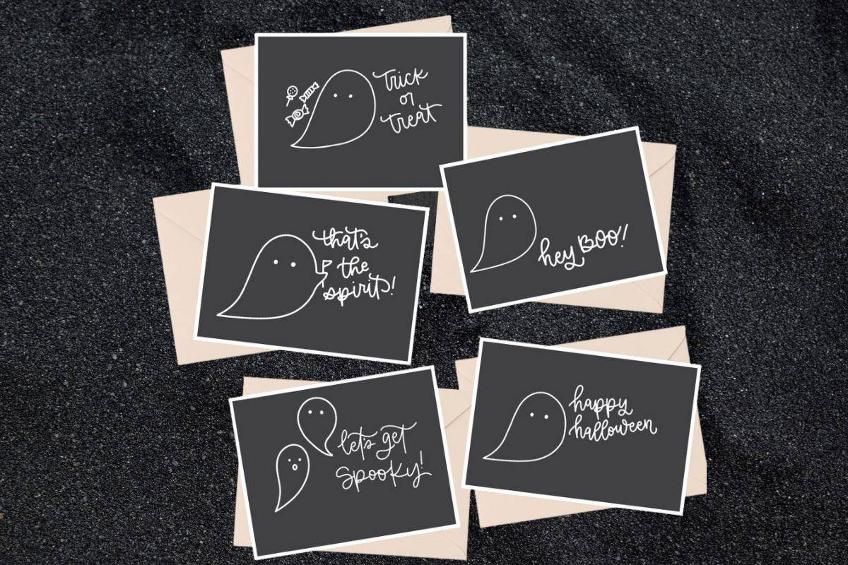 Printable hand lettered cards for Halloween.