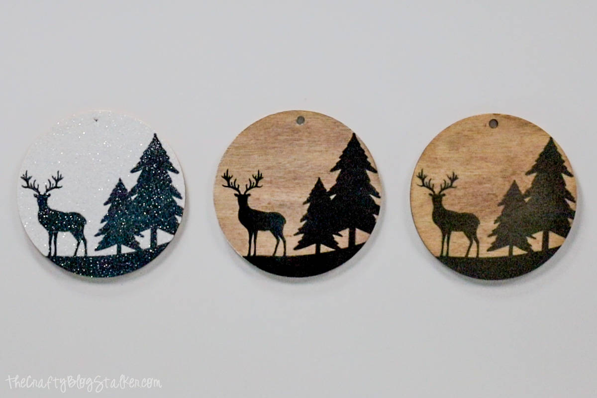 3 sublimate ornaments made differently.