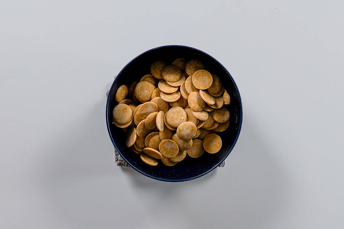 Peanut Butter chips in a microwave-safe bowl.