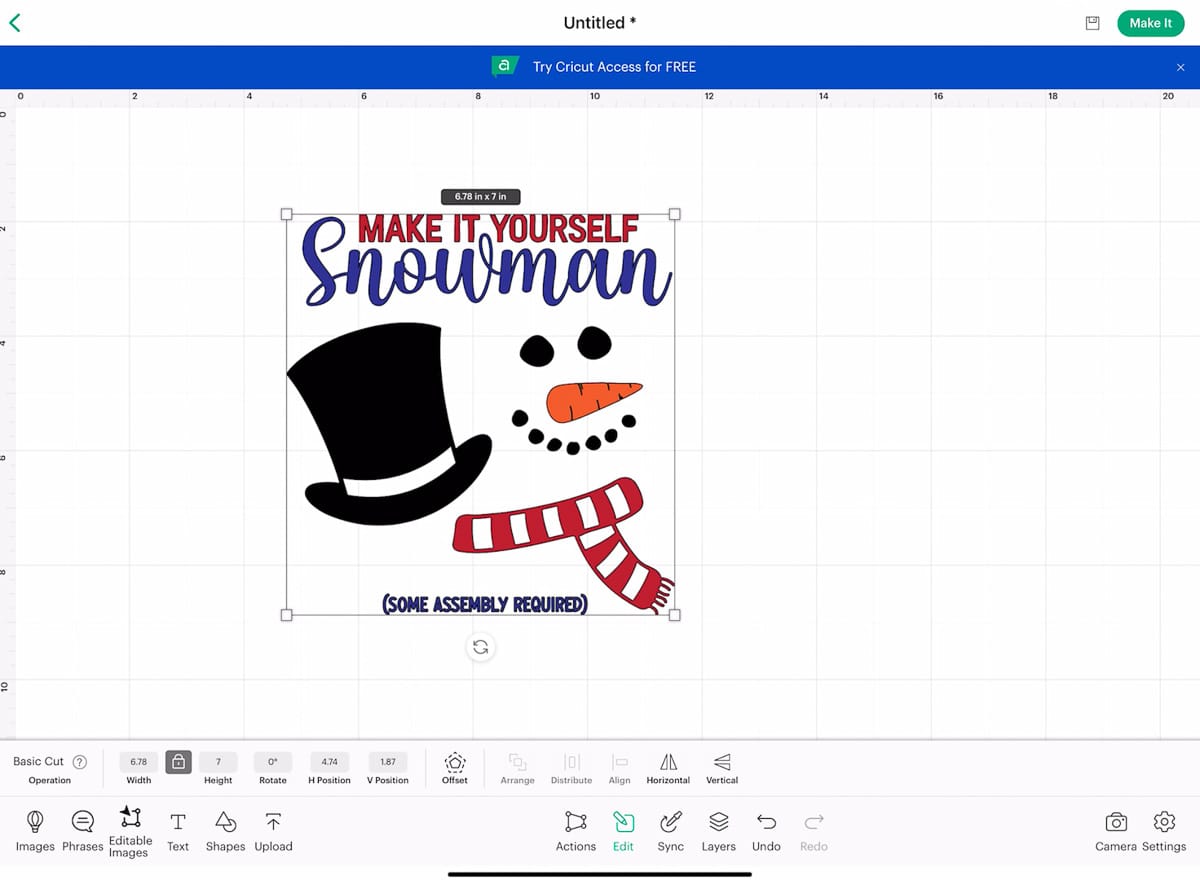 Screenshot of Cricut Design Space with uploaded SVG.