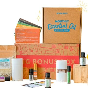 Contents of the Simply Earth July Essential Oil Recipe Box.