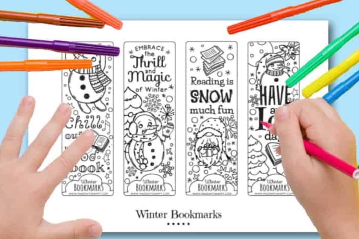 Winter Bookmarks to Color.