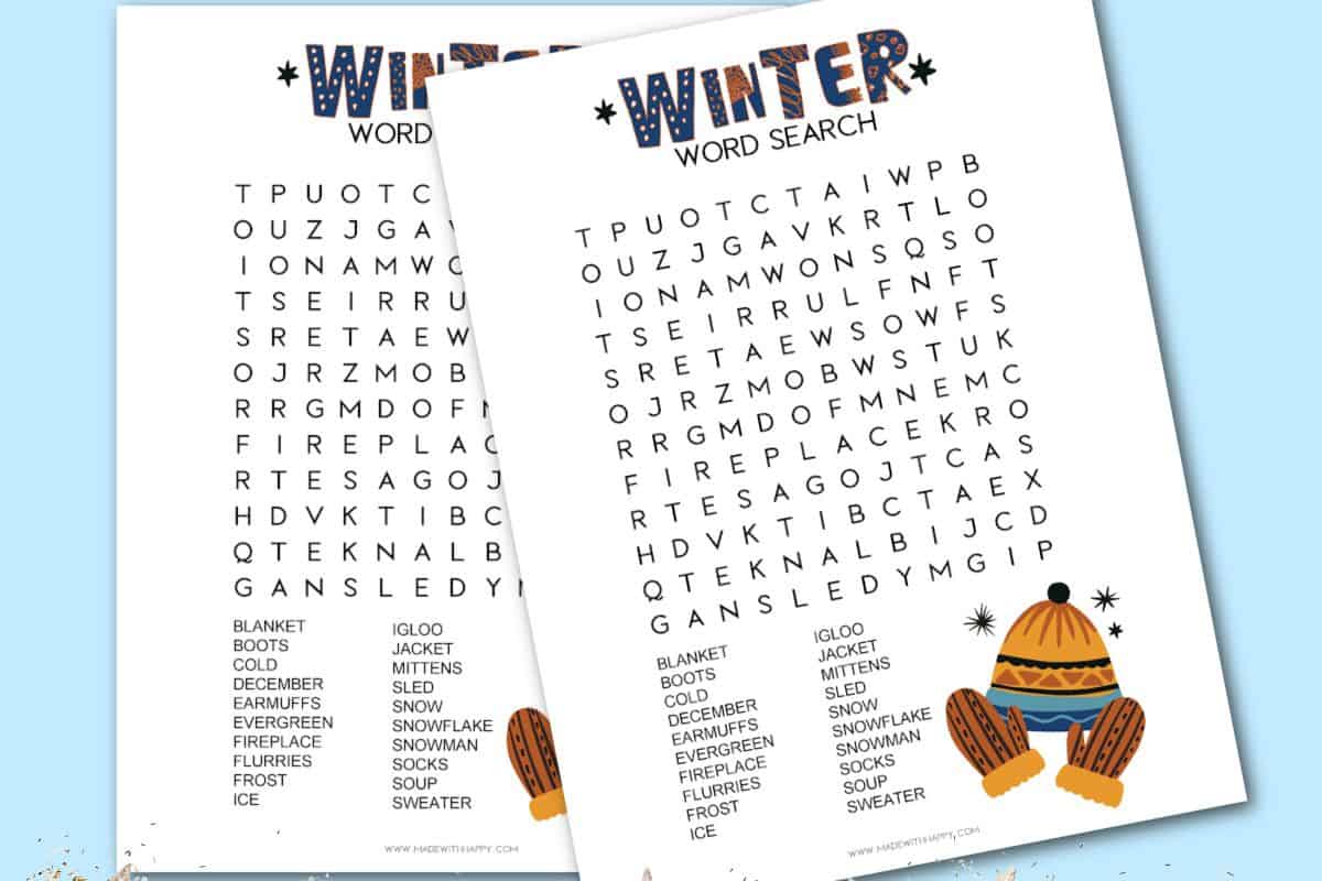 Printable Winter Word Search.