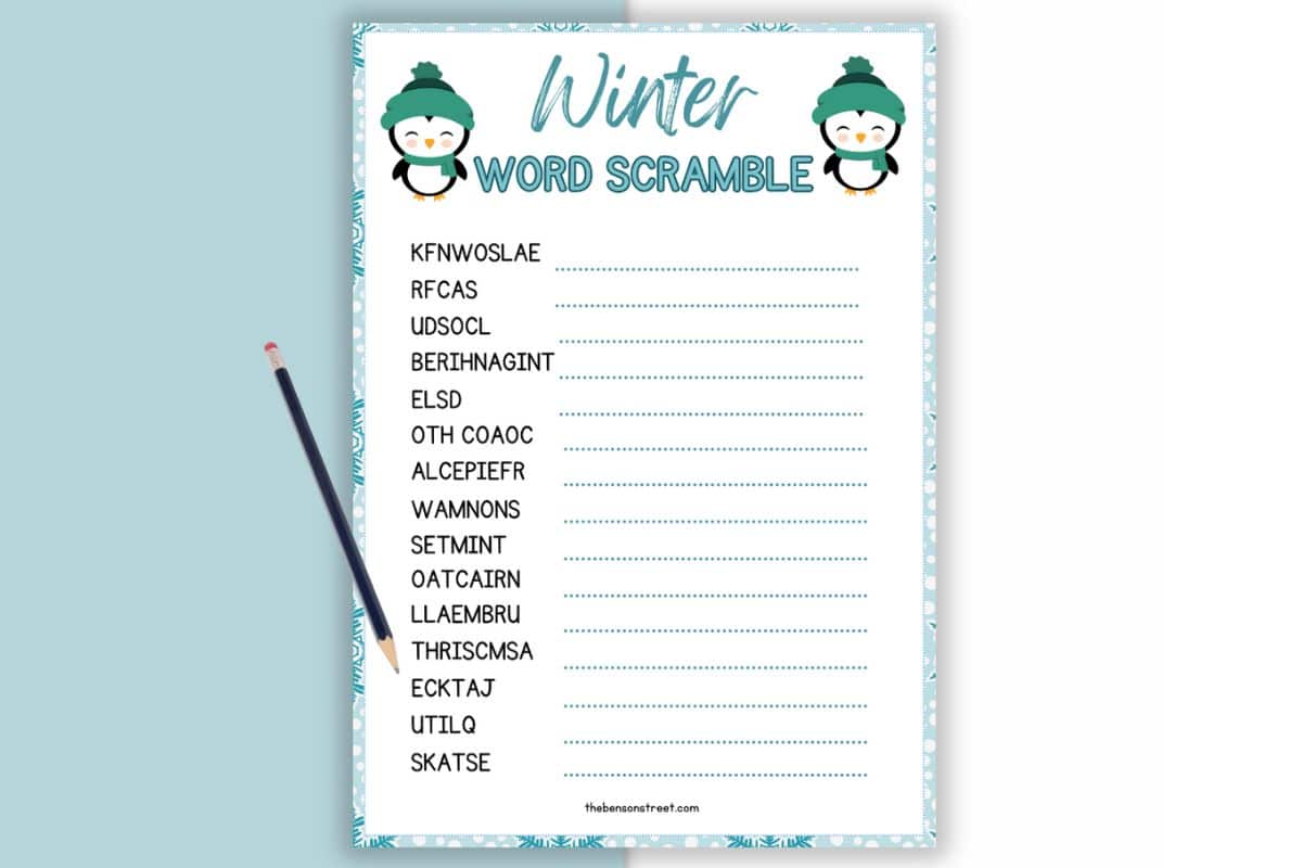 Winter Word Scramble.