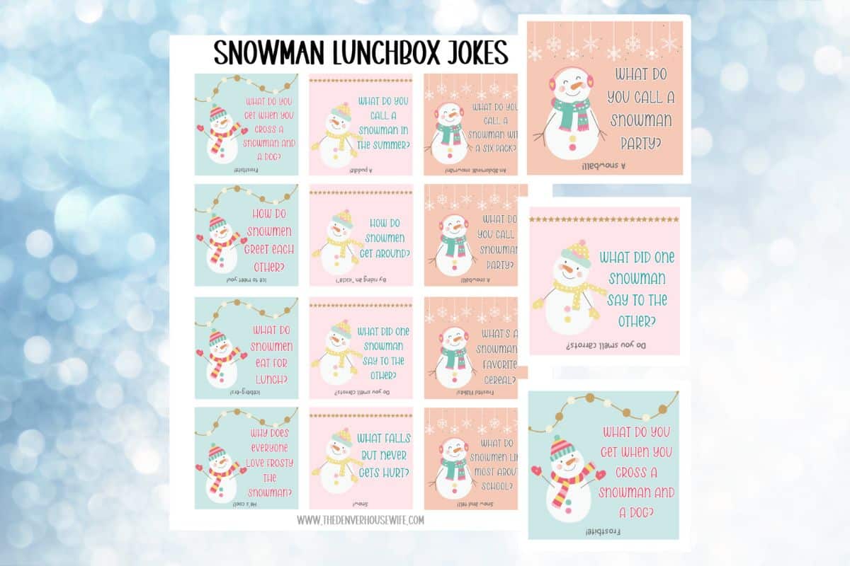 Snowman Lunchbox Notes.