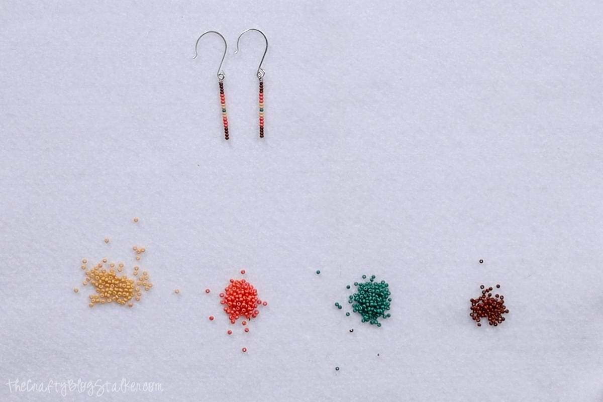 Single strand seed bead earrings.