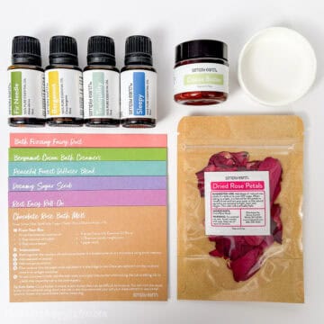 Contents of the Simply Earth July Essential Oil Recipe Box.