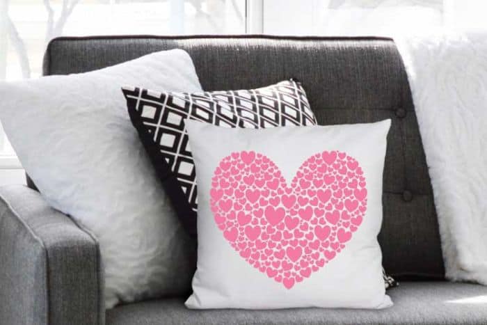 Home decor pillow with a heart design.