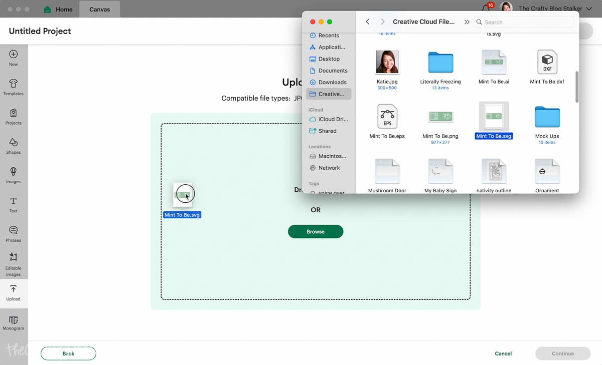 Uploading the Mint to Be SVG into Cricut Design Space
