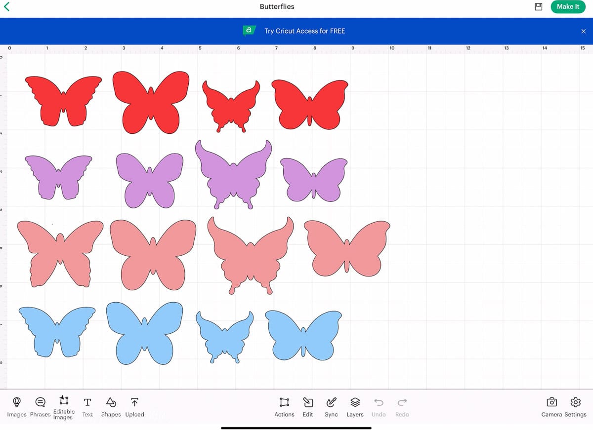 Butterflies in Cricut Design Space.