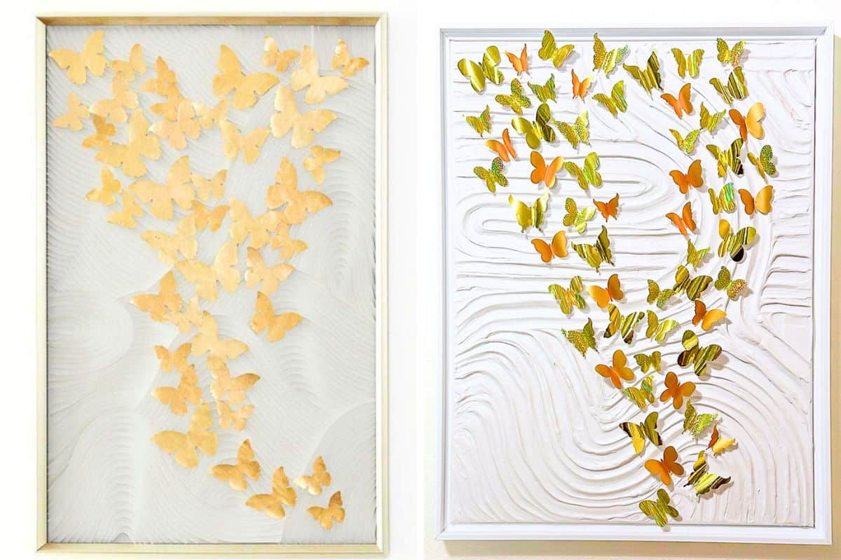 Two pieces of art side by side, one is made with Cricut.