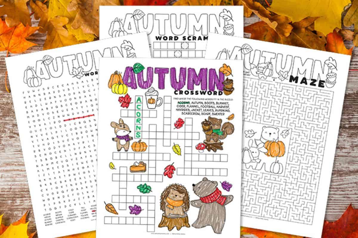 Printable Autumn themed activity pages.