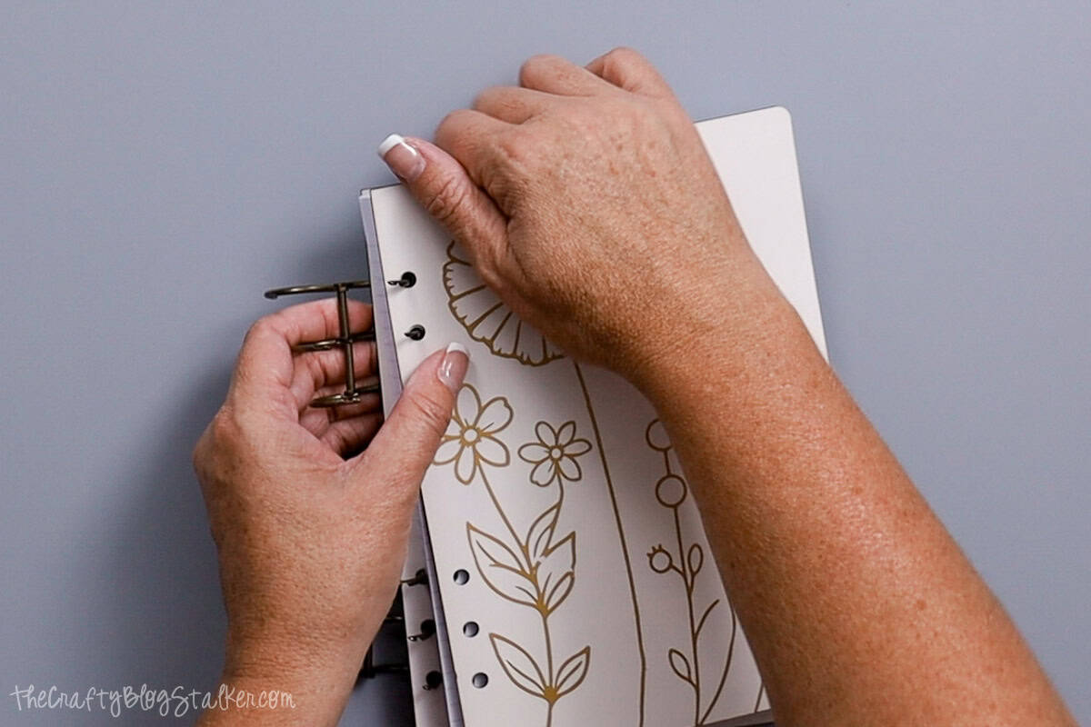 Placing the cover on the ring clips.