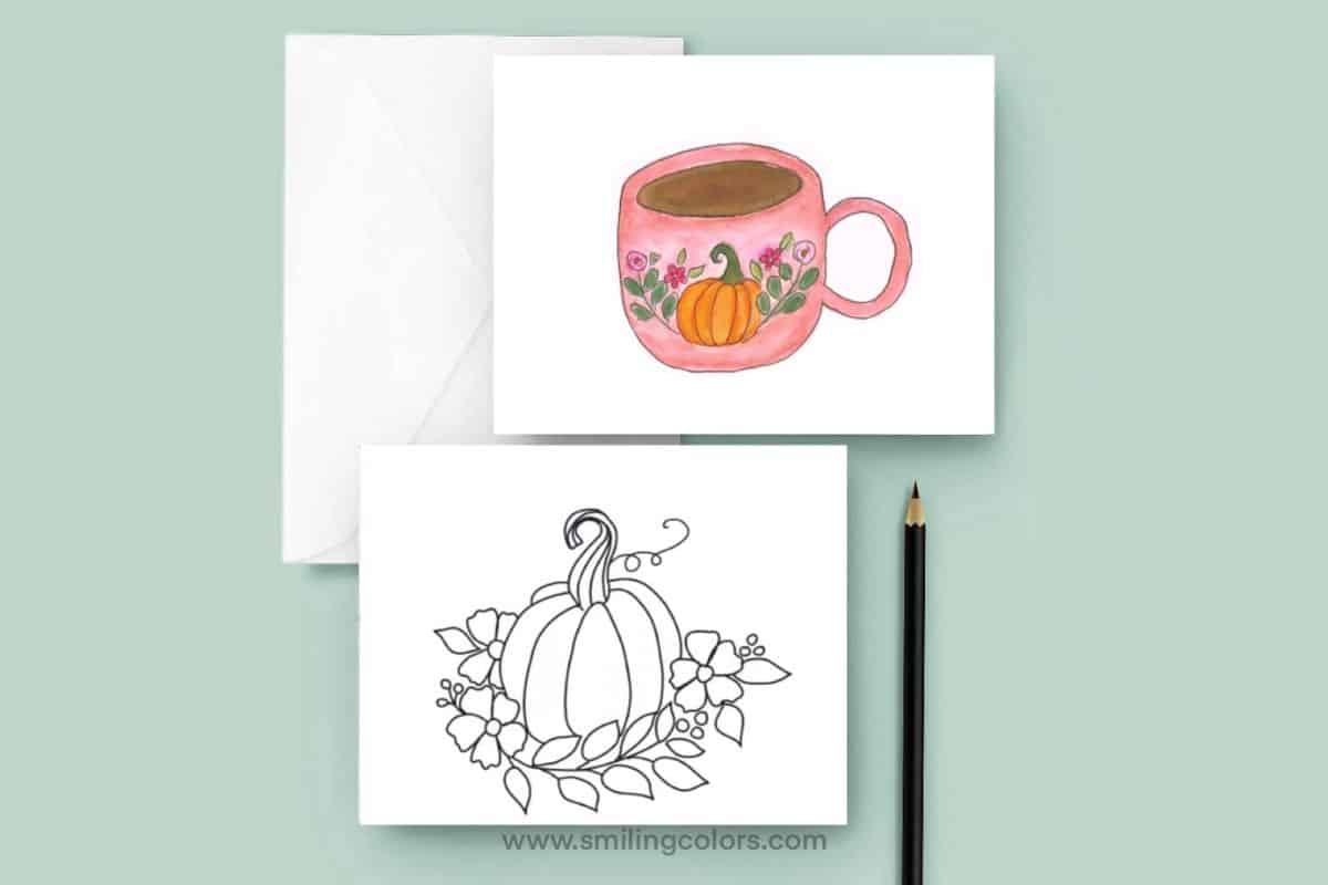 Printable Fall cards to color.