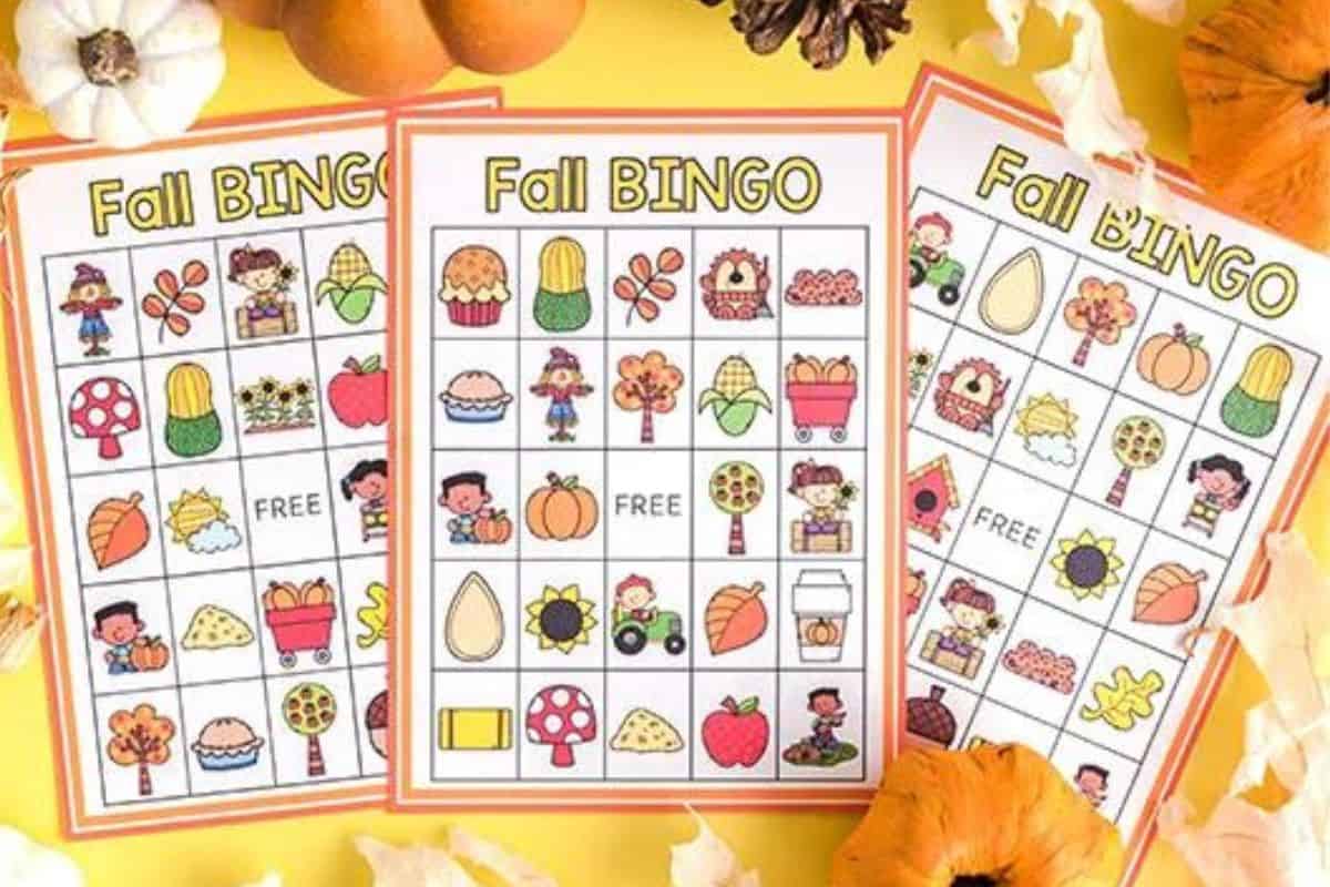 Fall Bingo printable game.