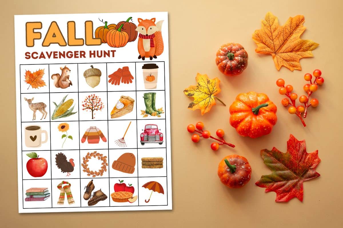 Printable Fall Scavenger hunt.