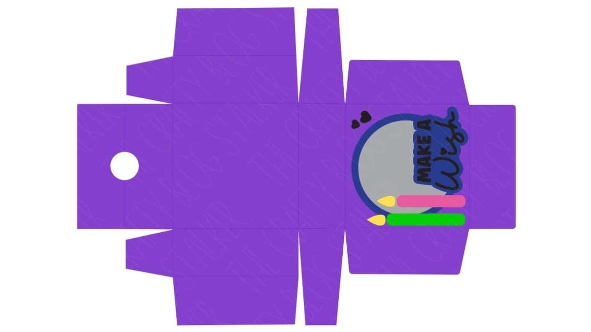 Purple printable gift box template with 