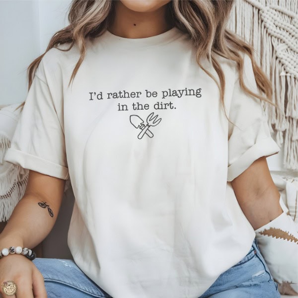 Woman wearing a T-shirt that says