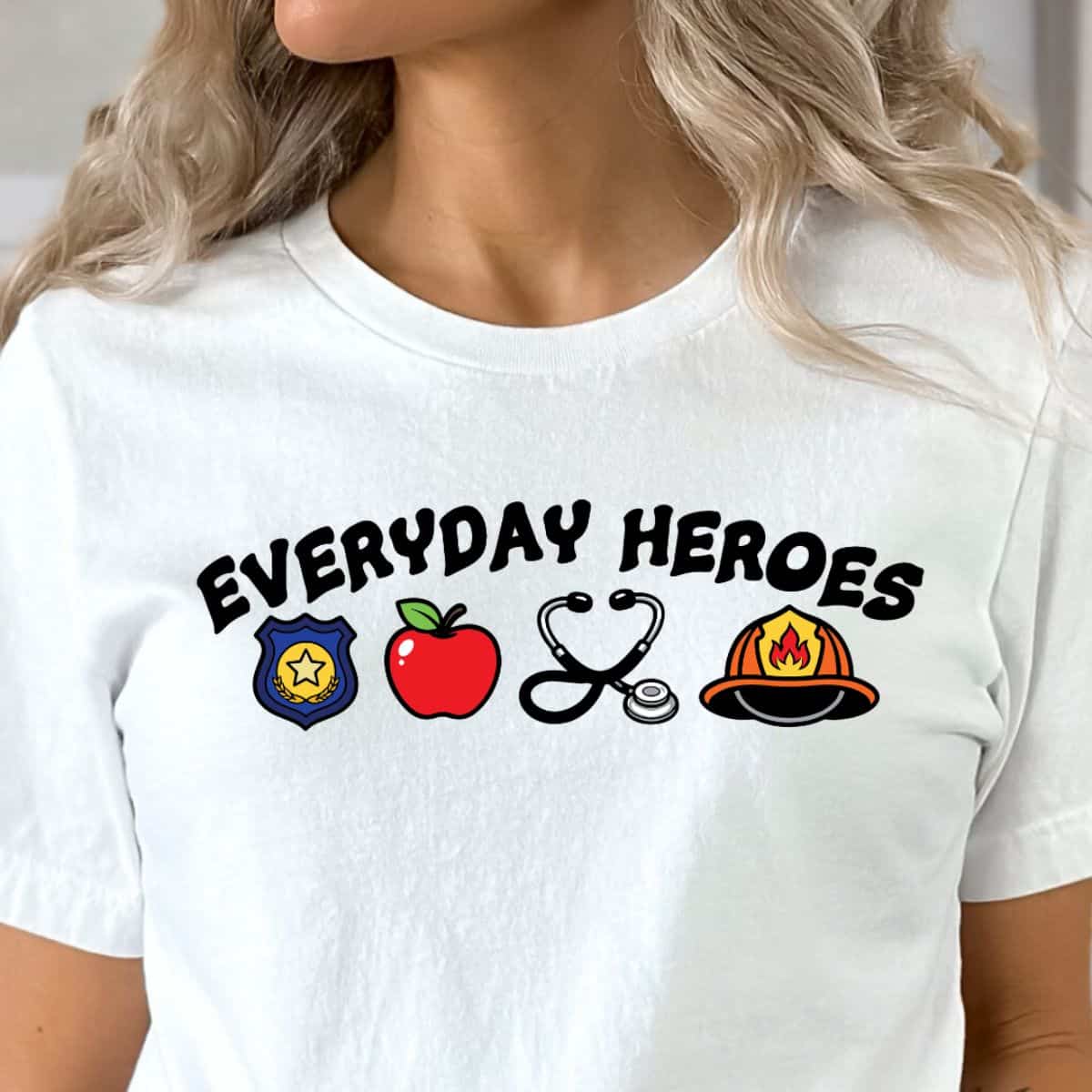 Close-up of a white T-shirt with 