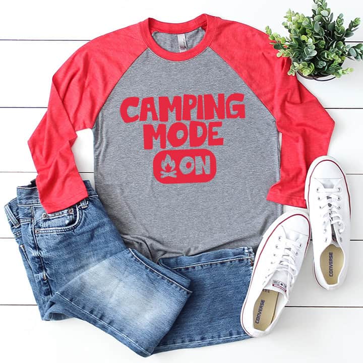 Gray and red raglan shirt with