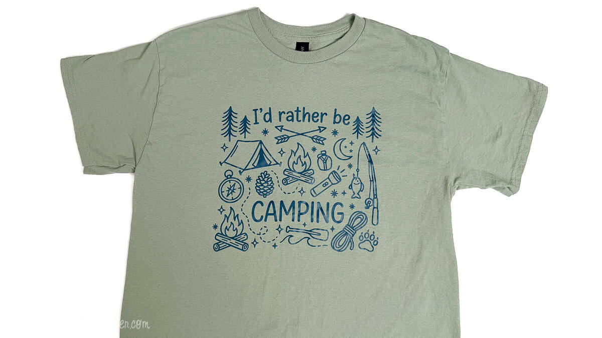 Light green T-shirt featuring an