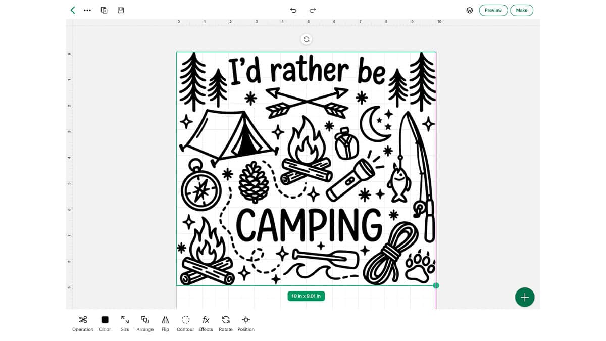 Screenshot of the Cricut Make screen showing a mirrored