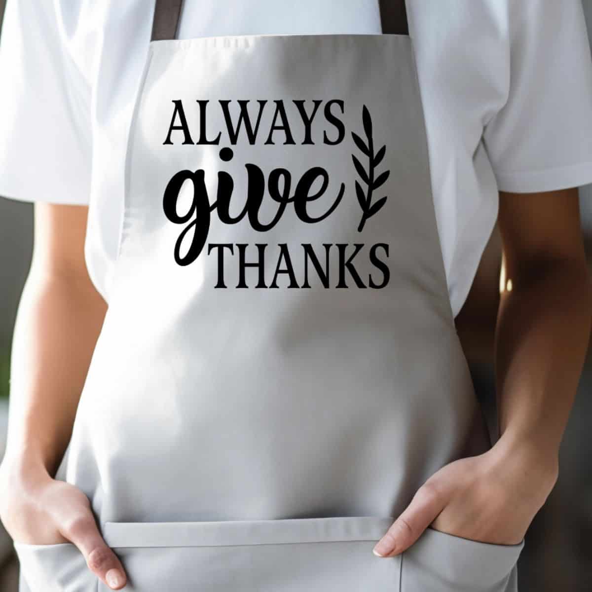White apron with black