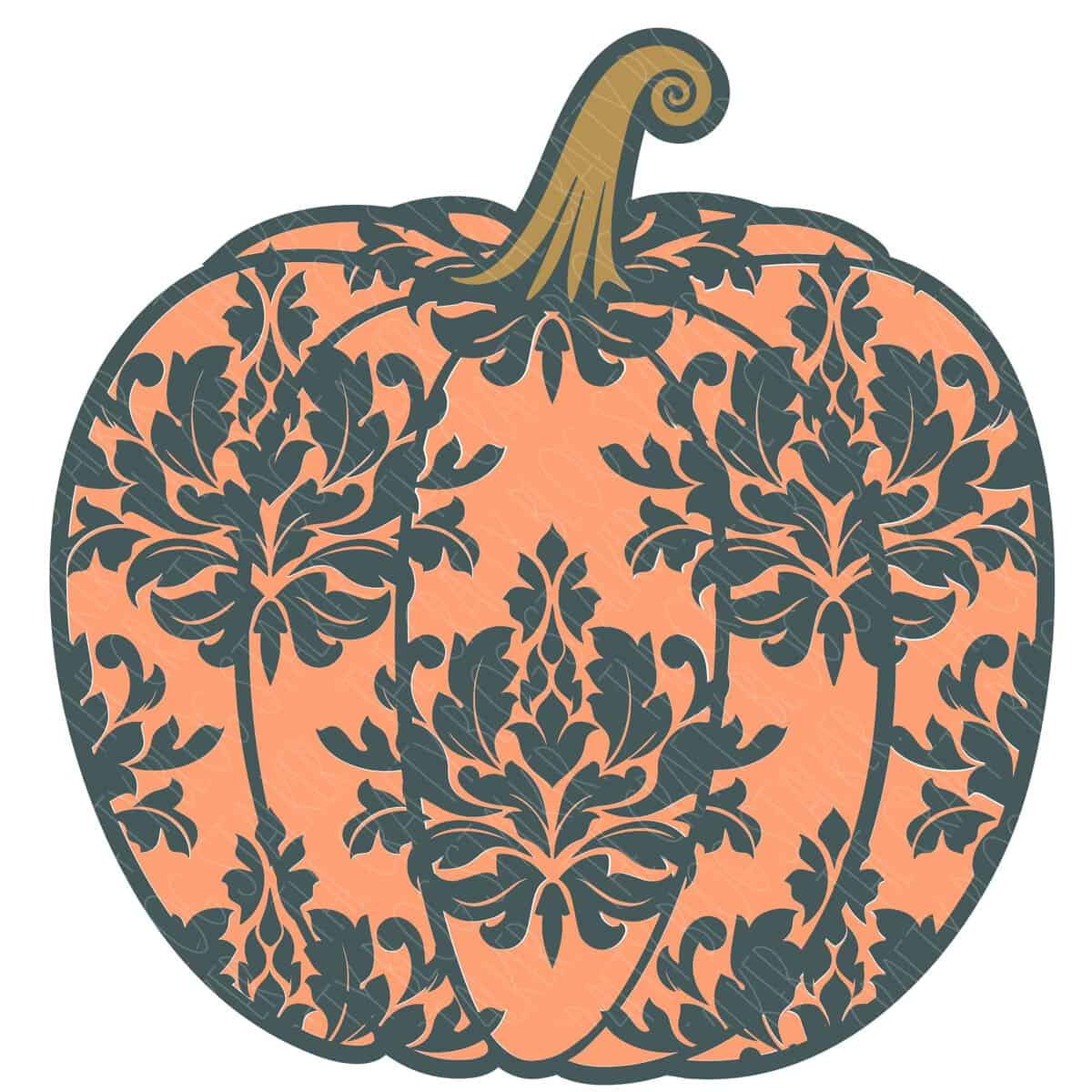 Layered SVG Cut File: Damask Pumpkin
