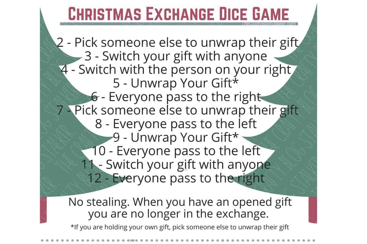 Gift Exchange Dice Game PDF.