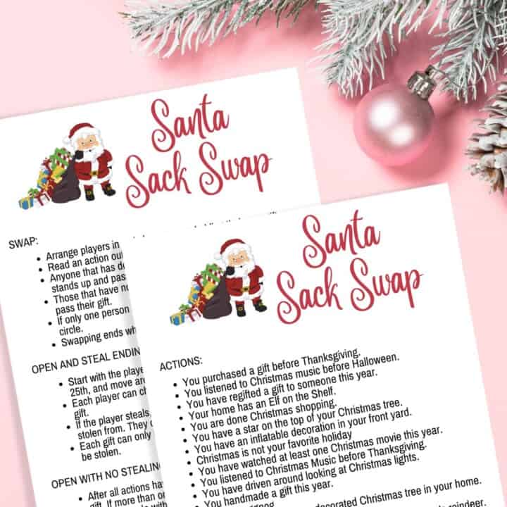 Printable Santa Sack Swap Christmas Gift Exchange Game - TCBS