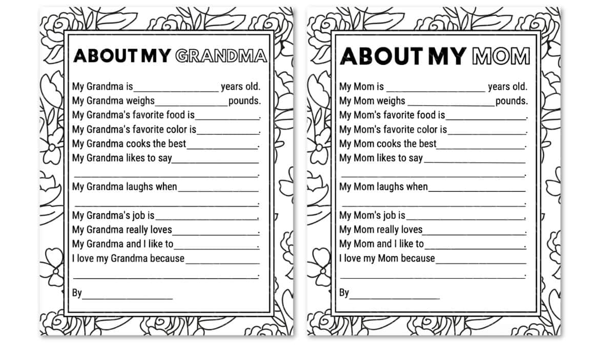 Two printable worksheets titled