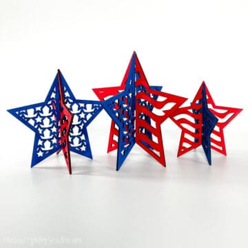3d patriotic stars cut with a laser cutting machine.