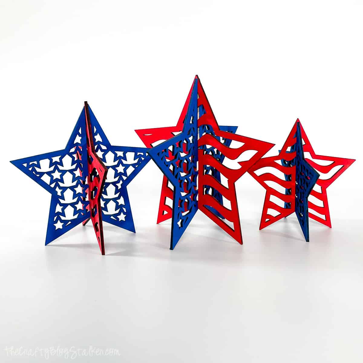 3d patriotic stars cut with a laser cutting machine.
