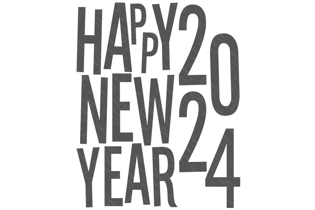 Vector file that reads 'Happy New Year 2024'.