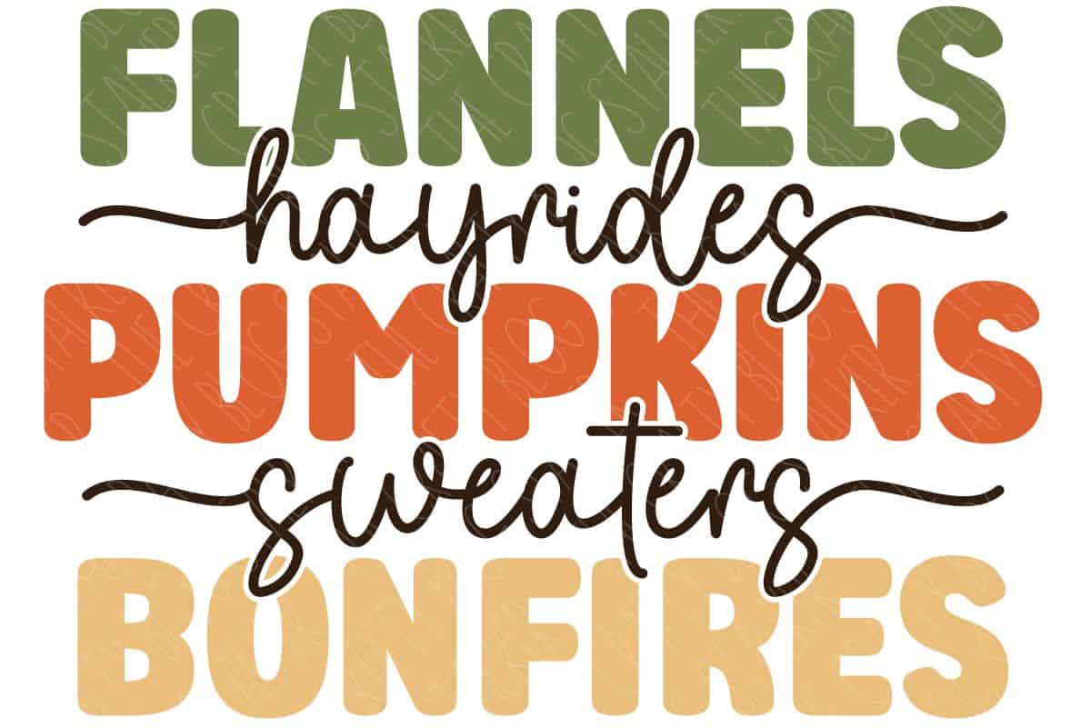 Flannels Hayrides Pumpkins Sweaters Bonfires SVG.