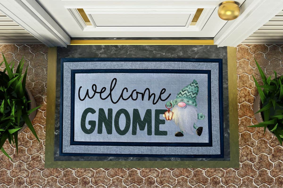 Welcome Gnome front door mat.
