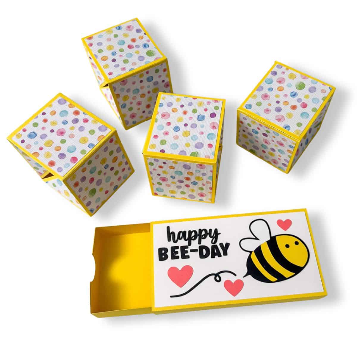 Happy Bee Day Pop-Up Box SVG Cut File.