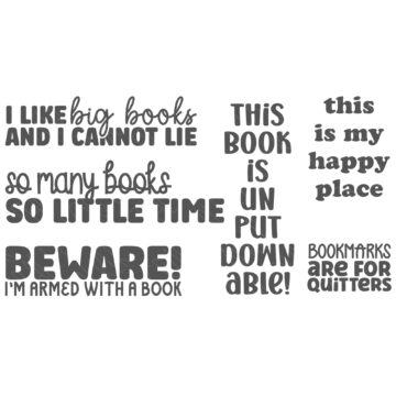 Set of 6 Bookmark Sayings SVG Bundle.