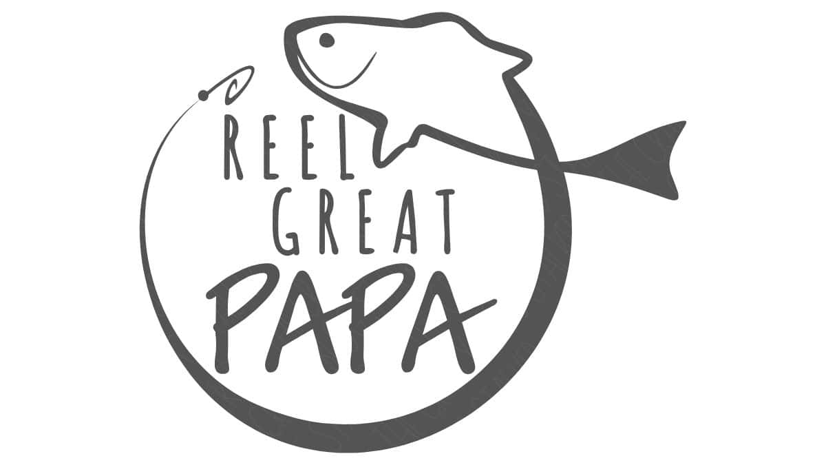 SVG design featuring a fish and fishing line surrounding the phrase