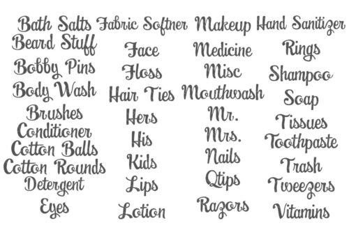SVG Cut File Bundle: 37 labels for bathroom organization.