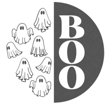 SVG Cut File: Boo door hanger with little ghosts.