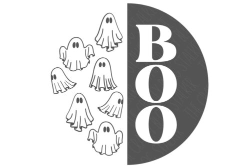 SVG Cut File: Boo door hanger with little ghosts.