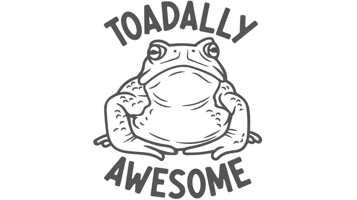 Cartoon toad sitting with the phrase 