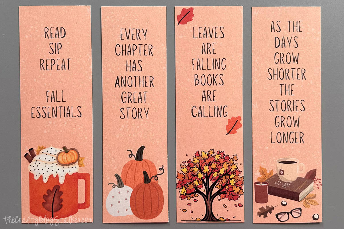 4 printable fall bookmarks.