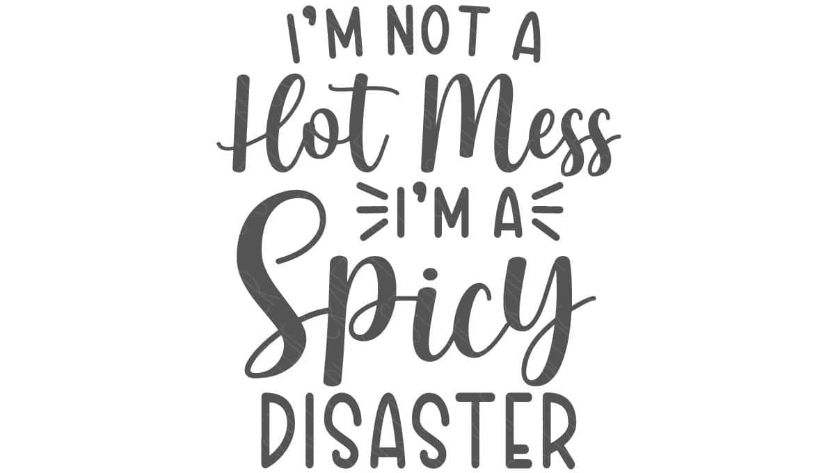 SVG Cut File: I'm Not a Hot Mess I'm a Spicy Disaster.