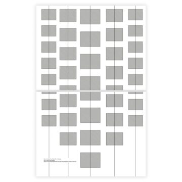Two-page printable template with rows of gray rectangles in varying sizes, designed for arranging pieces in a sea glass wind chime craft.