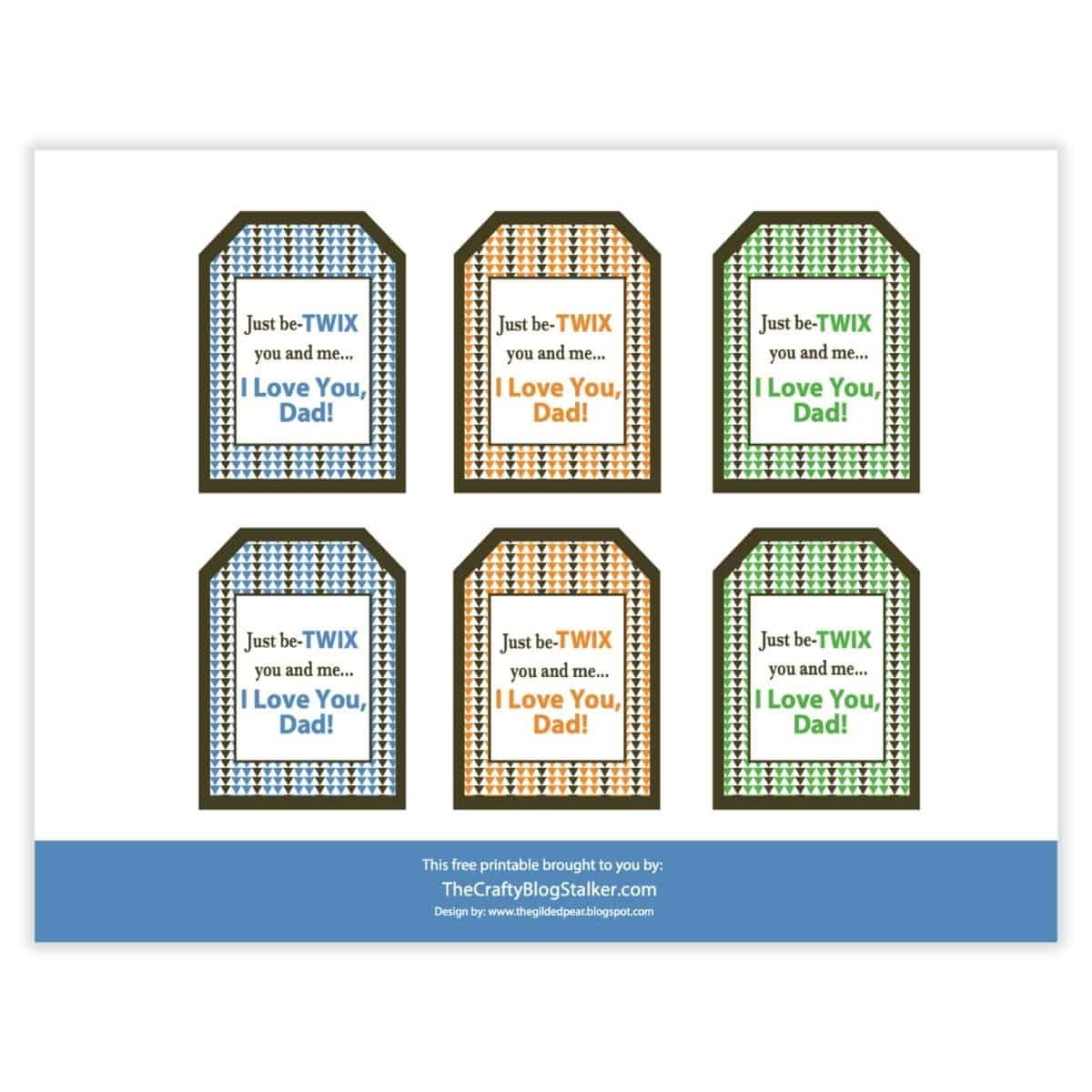 Printable Father's Day gift tags with the phrase 