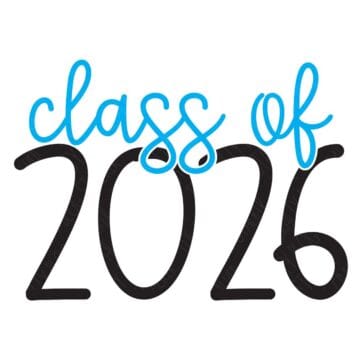 Class of 2026 lettering design in a bold, hand-drawn style, shown as a digital graphic suitable for graduation crafts, shirts, signs, or cut files.