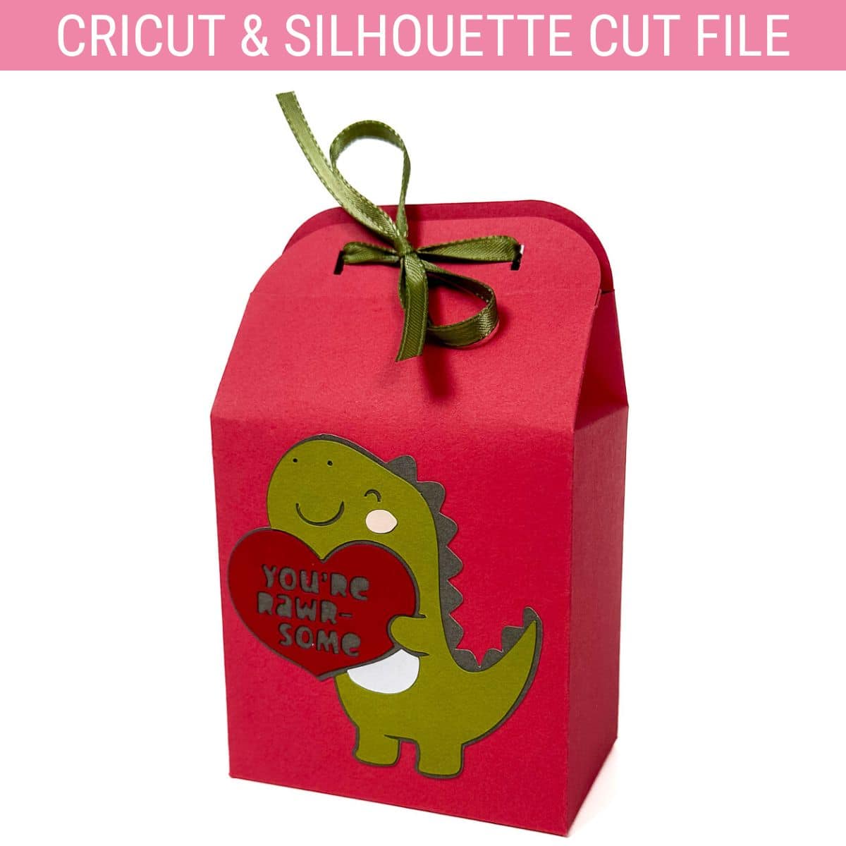 Dinosaur Valentine Treat Bag SVG for Classroom Gifts