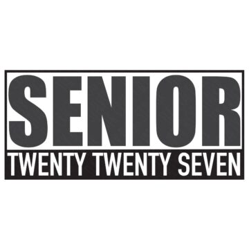 Bold “Senior Twenty Twenty Seven” typography in a rectangular layout, shown as a graduation-themed SVG design suitable for shirts, signs, or crafts.